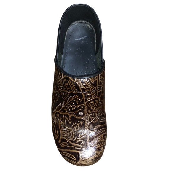 Dansko Brown Leather Tooled Clog - Picture 7 of 16